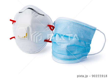 Medical protective mask isolated on white background 90355918