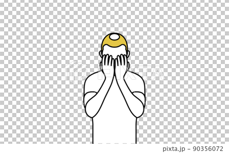 AGA 男性型脱毛症の男性、顔を手で覆って落ち込む AGA 男性型脱毛症の男性、顔を手で覆って落ち込む 90356072