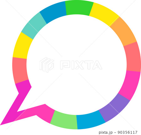 Colorful speech bubble vector. Decorative rainbow color thought bubble. Isolated dialog icon. Vector, illustration, EPS10 90356117
