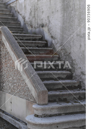 beautiful old stone staircase in italian castle in europe 90356906