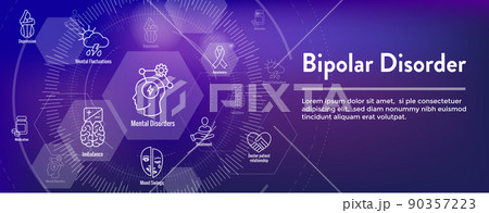 Bipolar Disorder or Depression BP Icon Set & Web Header Banner 90357223