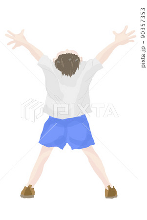 人物の素材 深呼吸する小学生 カラー 全身 人物の素材 深呼吸する小学生 カラー 全身 90357353