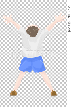 人物の素材 深呼吸する小学生 カラー 全身 人物の素材 深呼吸する小学生 カラー 全身 90357353