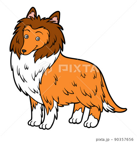 Cartoon illustration for children, Collie dog 90357656