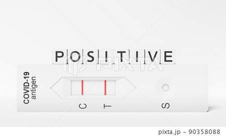 Positive test result by using rapid test device for COVID-19. 3d illustration 90358088