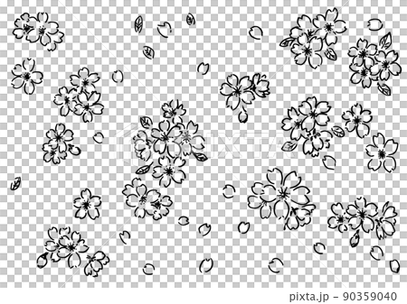 簡單的插圖線畫櫻花吹雪 簡單的插圖線畫櫻花吹雪 90359040