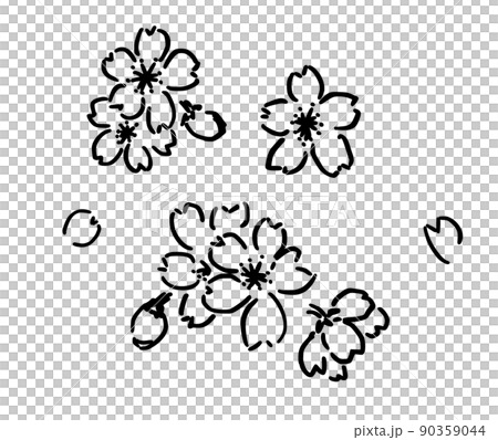 簡單的插圖線畫櫻花吹雪 簡單的插圖線畫櫻花吹雪 90359044