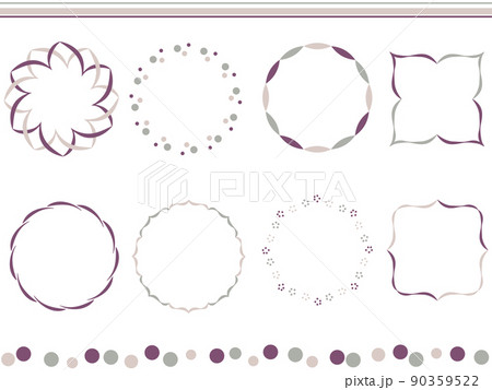 落ち着いた大人カラーの和風フレームイラスト素材セット 90359522