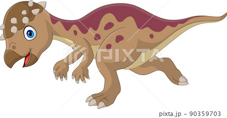 Cartoon happy pachycephalosaurus dinosaur running 90359703