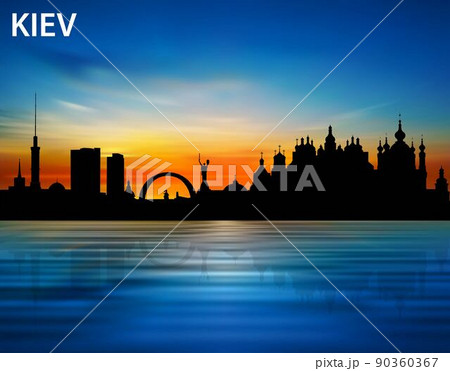 The silhouette of Kiev city on the sunset The silhouette of Kiev city on the sunset 90360367