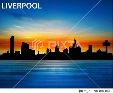 The silhouette of Liverpool city on the sunset The silhouette of Liverpool city on the sunset 90360368