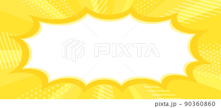 おしゃれな黄色の横長集中線とギザギザふきだし 90360860