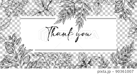 Botanical decoration frame border Thank you card hand-painted herb illustration Botanical decoration frame border Thank you card hand-painted herb illustration 90361007