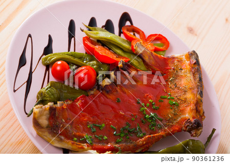 Lamb ribs with hot chili sauce 90361236