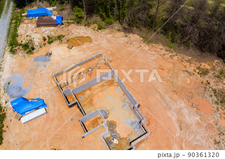 Foundation of housing construction from concrete shuttering blocks 90361320