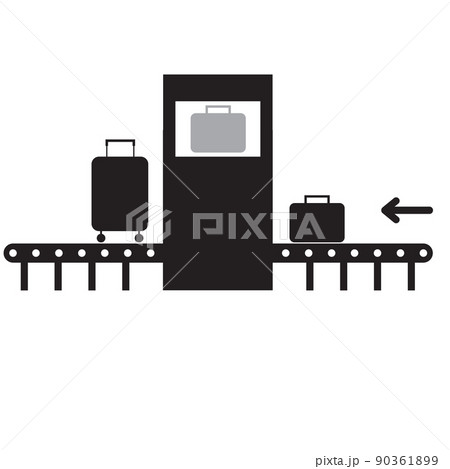 airport baggage security scanner icon on white background. conveyor belt at airport scanner sign. airport Security Scanner symbol. flat style. 90361899