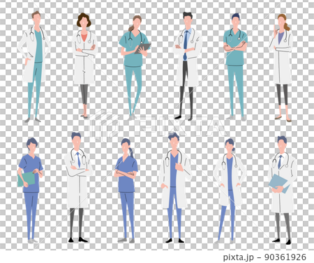 ベクターイラスト素材:医師、看護師、医療従事者、人物セット ベクターイラスト素材:医師、看護師、医療従事者、人物セット 90361926