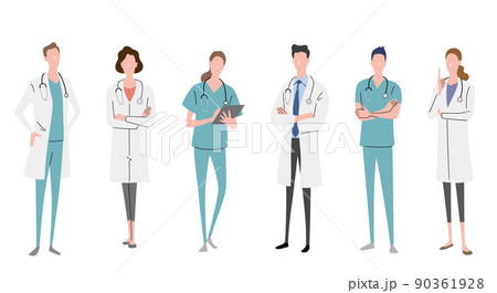 ベクターイラスト素材：医師、看護師、医療従事者、人物セット 90361928