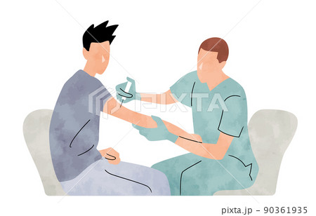 ベクターイラスト素材：注射される患者と医療従事者 90361935