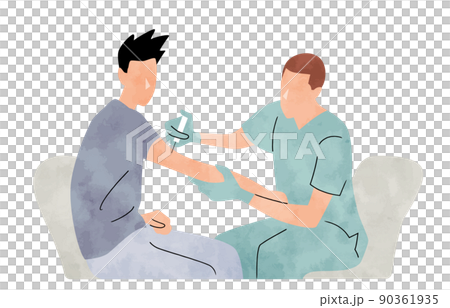 ベクターイラスト素材：注射される患者と医療従事者 90361935