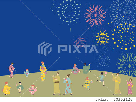 花火大会を楽しむ人達 花火大会を楽しむ人達 90362126