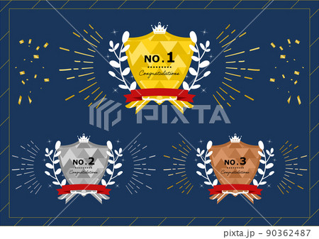 月桂樹エンブレム　集中線　セット 90362487