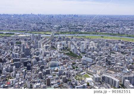 川口駅周辺・商業都市・2022撮影・空撮 90362551
