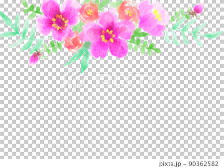 Pink violet flower background frame watercolor illustration Pink violet flower background frame watercolor illustration 90362582