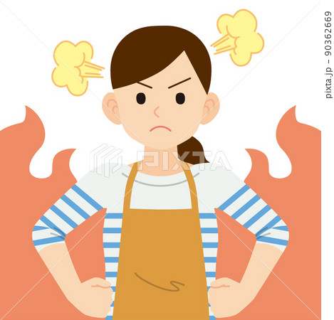 怒る主婦　線なし 90362669