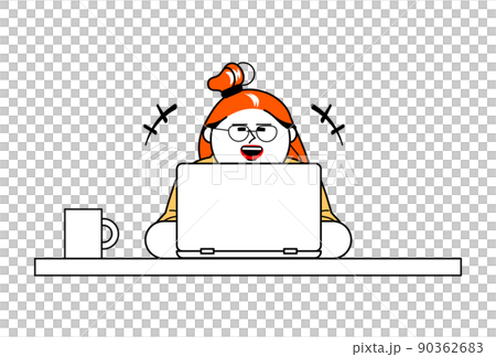 A computer and a woman with a smile 90362683