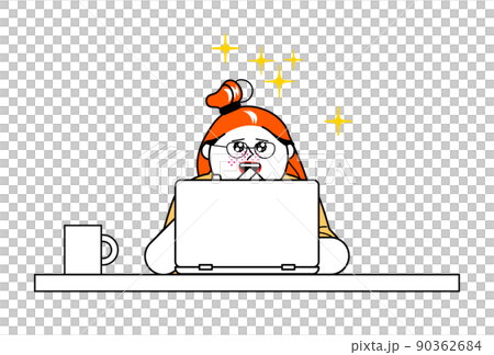 A computer and a woman with a smile 90362684