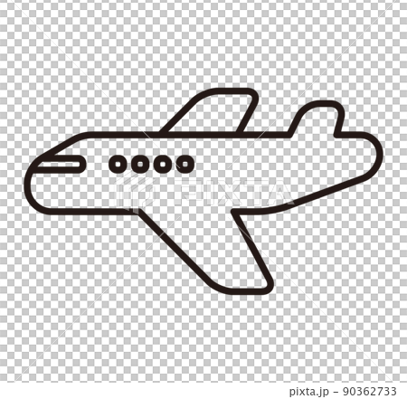 飛機簡單單色水平線繪圖圖標/白色背景 90362733