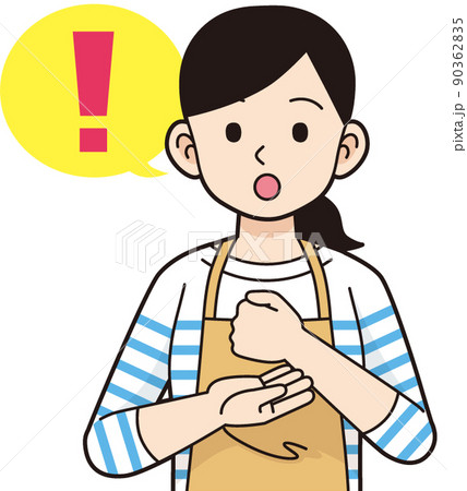 納得する主婦　線画 90362835