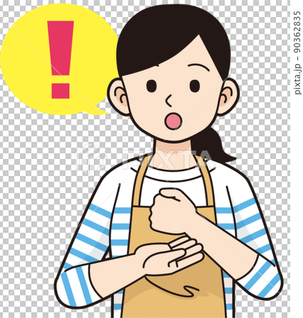 納得する主婦　線画 90362835