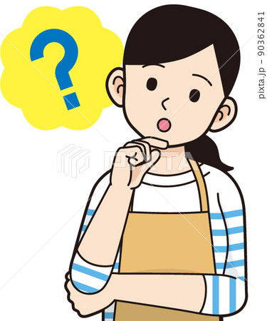 考える主婦　線画 90362841