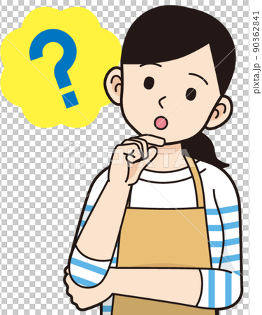 考える主婦　線画 90362841
