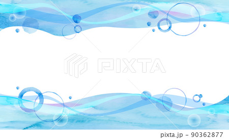 透明水彩タッチ夏の青い波の背景画像 90362877