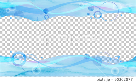 透明水彩タッチ夏の青い波の背景画像 90362877