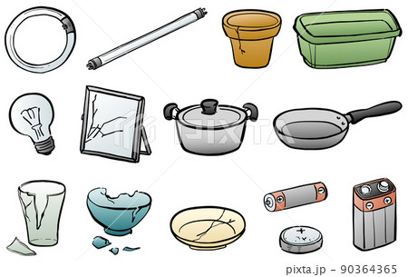 不燃ゴミ　イラスト　カラー 90364365