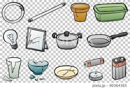 不燃ゴミ　イラスト　カラー 90364365