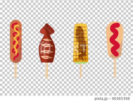 Ikayaki，烤玉米，弗蘭克 90365398