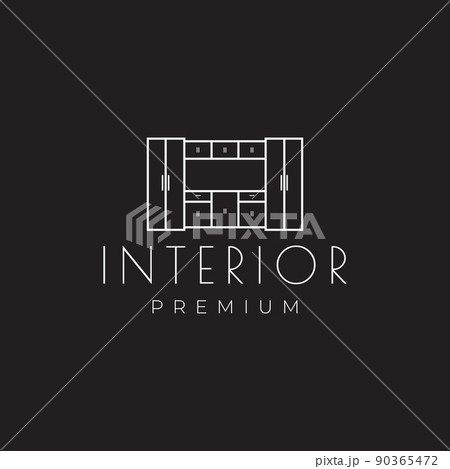 line minimalist modern interior cupboard logo design vector graphic symbol icon illustration creative idea 90365472