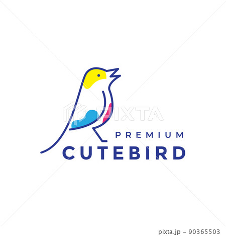 line art bird cute sing abstract logo design vector graphic symbol icon illustration creative idea 90365503