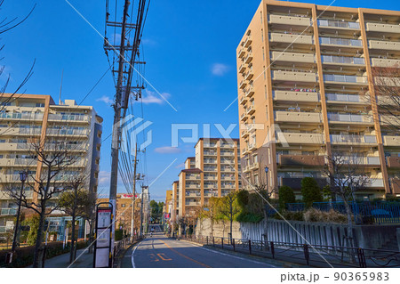 神奈川県川崎市麻生区百合丘1丁目と2丁目の境界を北側に見る 90365983