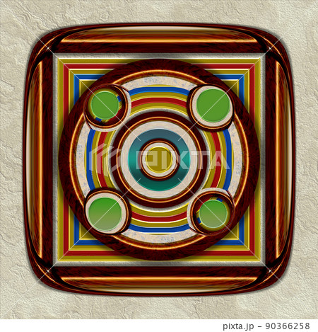 3D render metallic ornament background tile 90366258