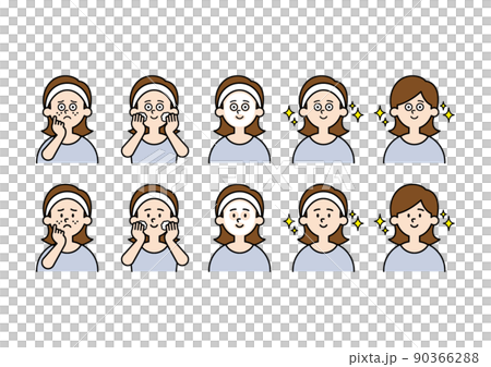 用於洗臉和護膚的女性插圖顏色 90366288