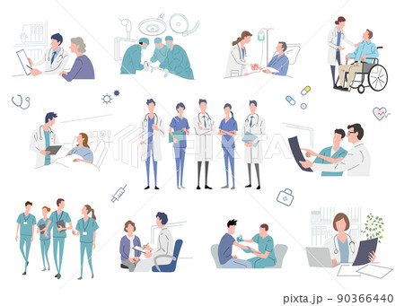 ベクターイラスト素材:医療、人物セット ベクターイラスト素材:医療、人物セット 90366440