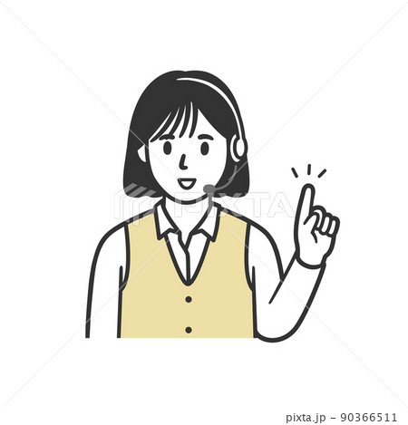 指をたてるコールセンターのオペレーター 90366511