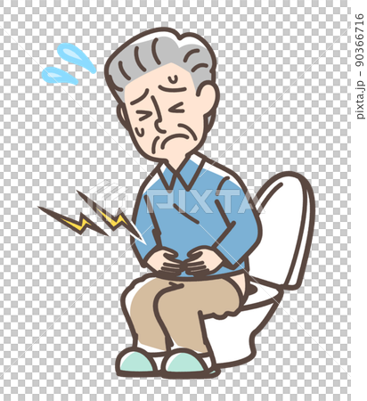 トイレで困っている男性 90366716