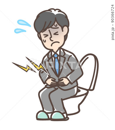 トイレで困っているスーツの男性 トイレで困っているスーツの男性 90366724